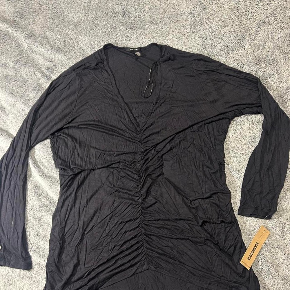 DKNY Jeans Black Ruched V-Neck Top NWT Size 22/24W